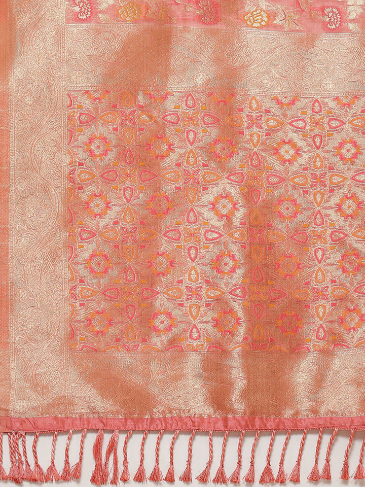 Floral Zari Jaal Woven Cotton Saree