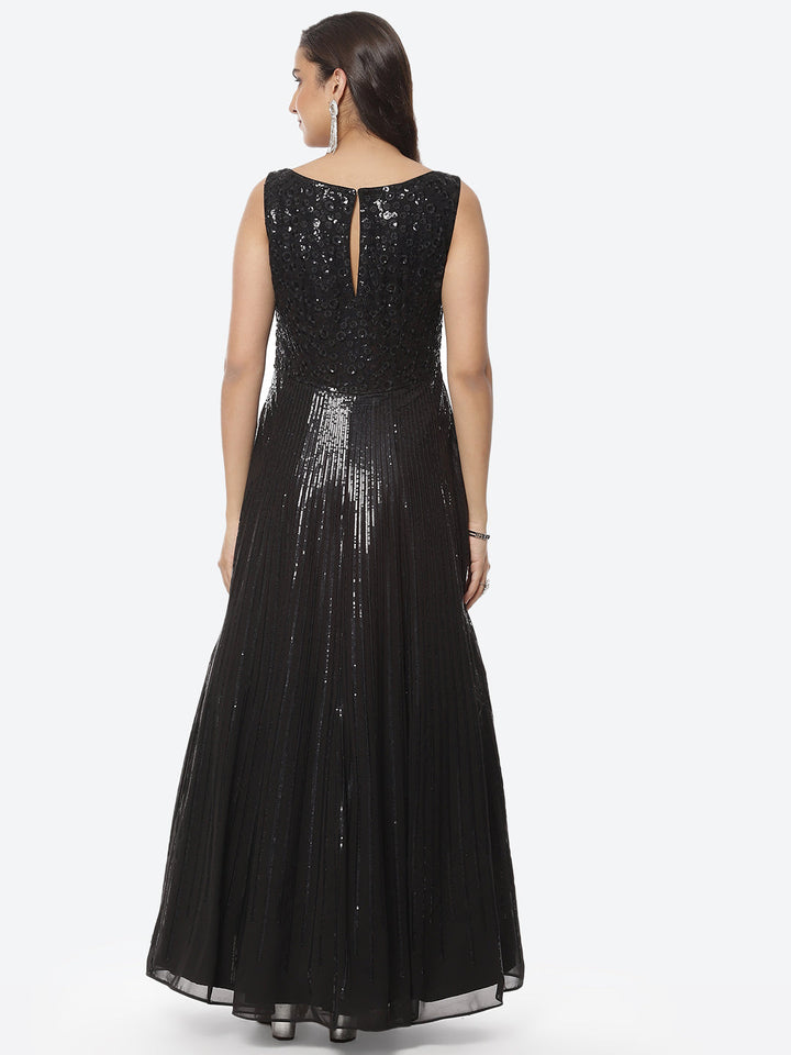 Sequin Georgette Long Dress