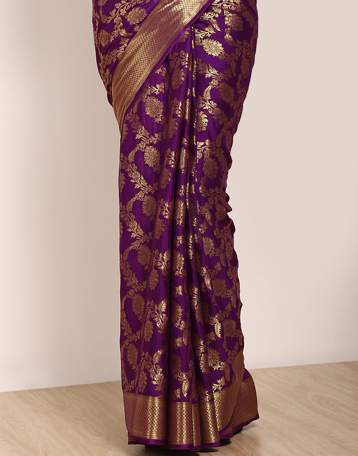 MBZ Meena Bazaar-Red Art Crepe Saree