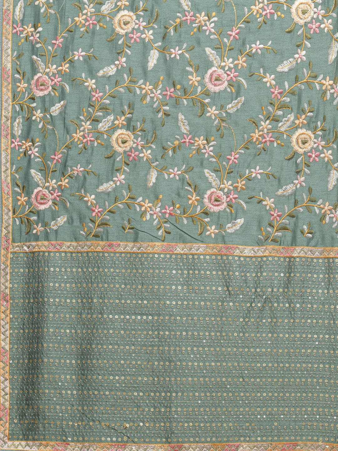 Thread Work Embroidered Art Tussar Saree