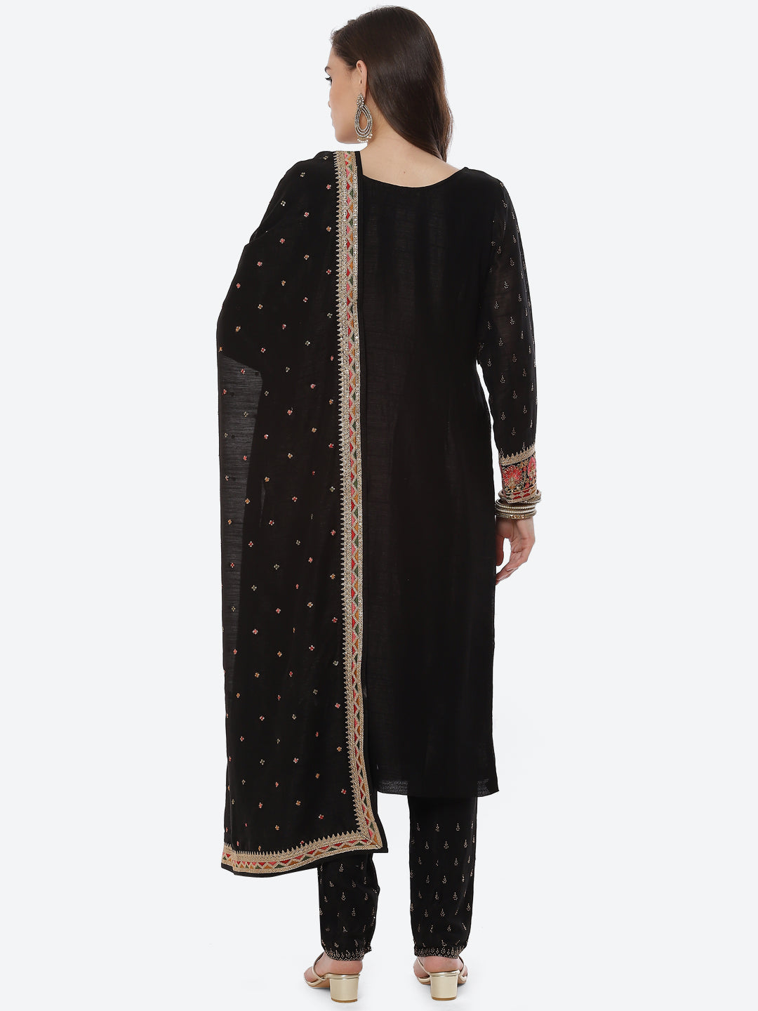 Zari Booti Art Handloom Kurta With Pant Art Silk Dupatta