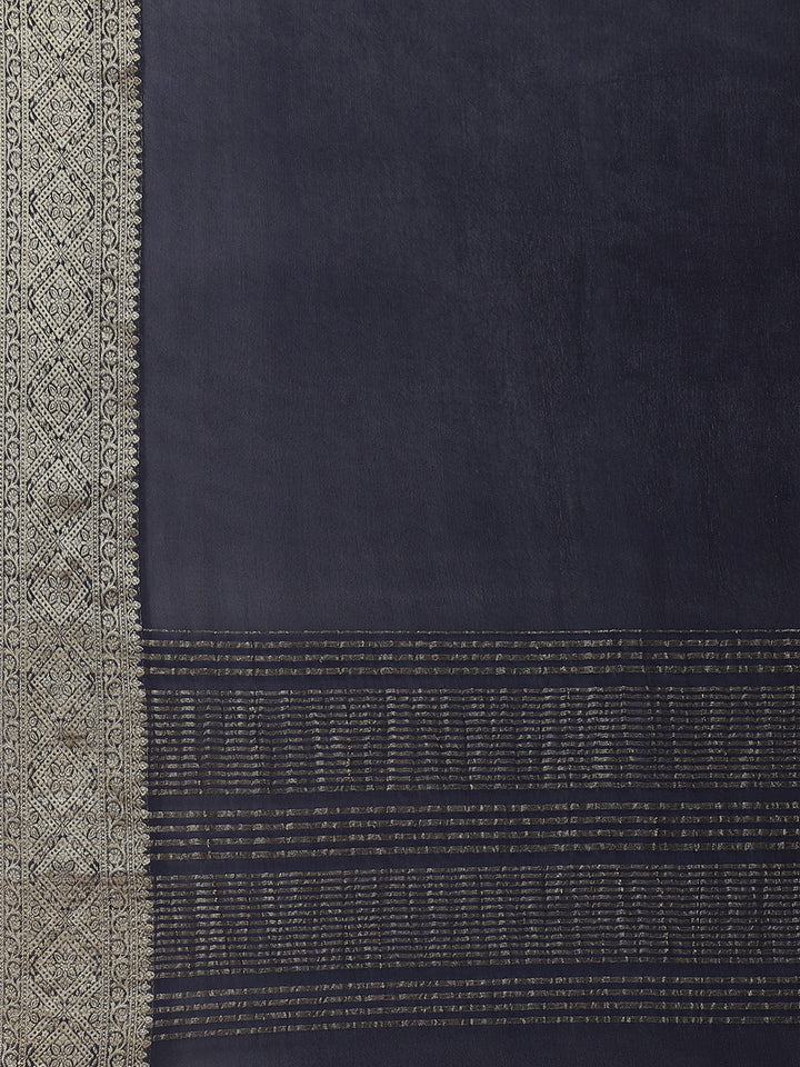 Zari Border Plain Crepe Saree