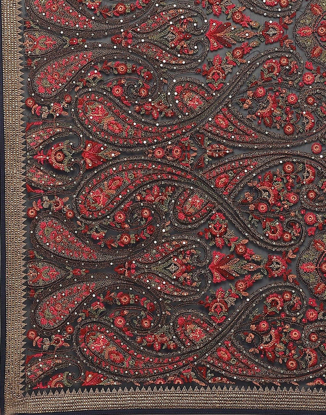 Georgette Saree With Kashmiri Work