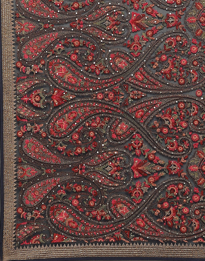Georgette Saree With Kashmiri Work