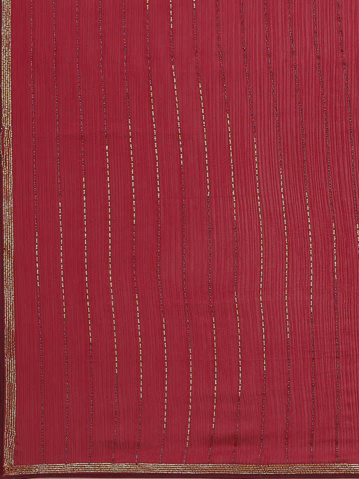 Stone Embroidered Chiffon Saree
