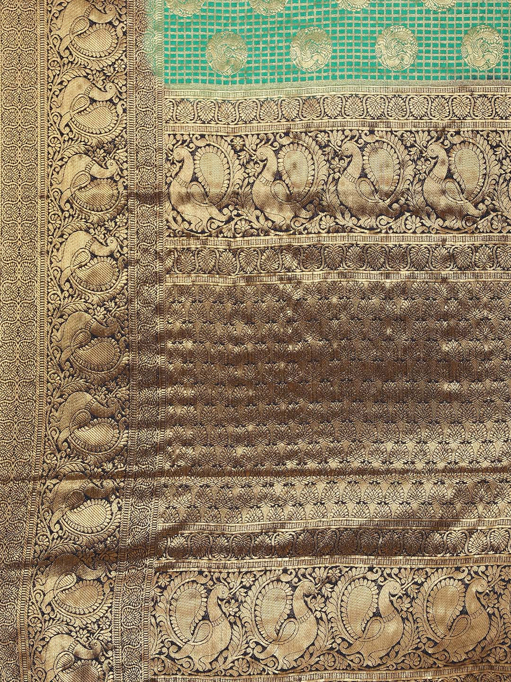 Brocade Zari Jaal Art Handloom Saree With Running Blouse