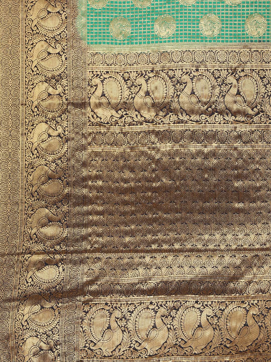 Brocade Zari Jaal Art Handloom Saree With Running Blouse