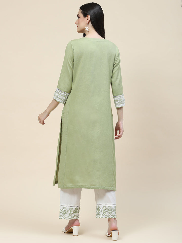 Plain Cotton Kurta With Pants