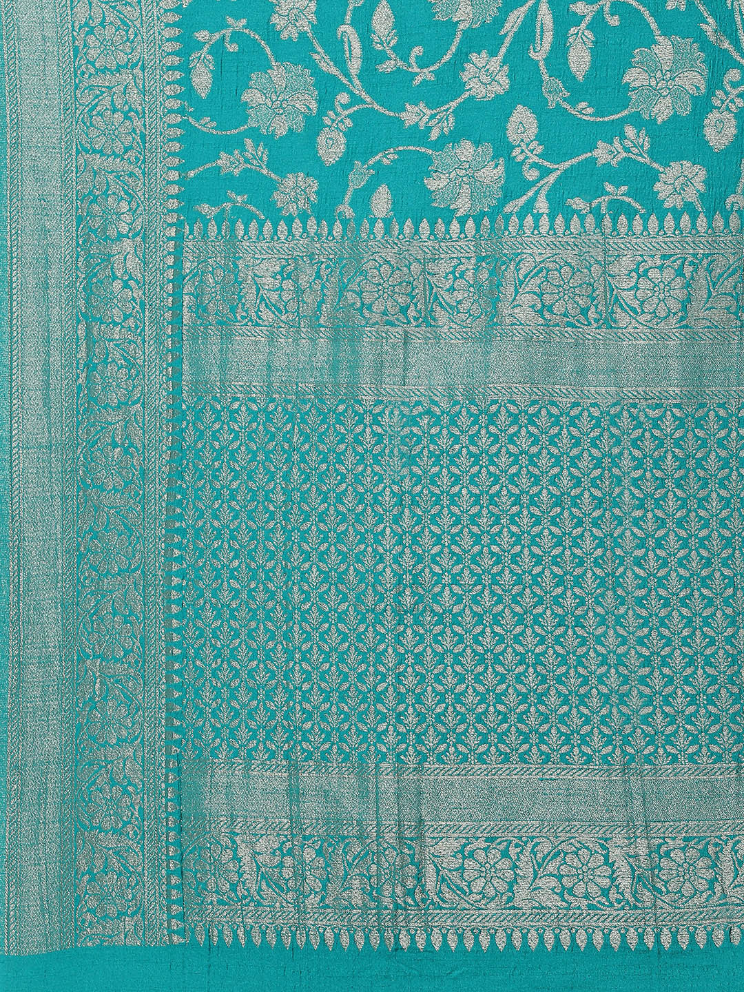 Floral Zari Jaal Tussar Plain Saree