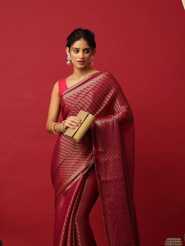 Plain Crepe Saree