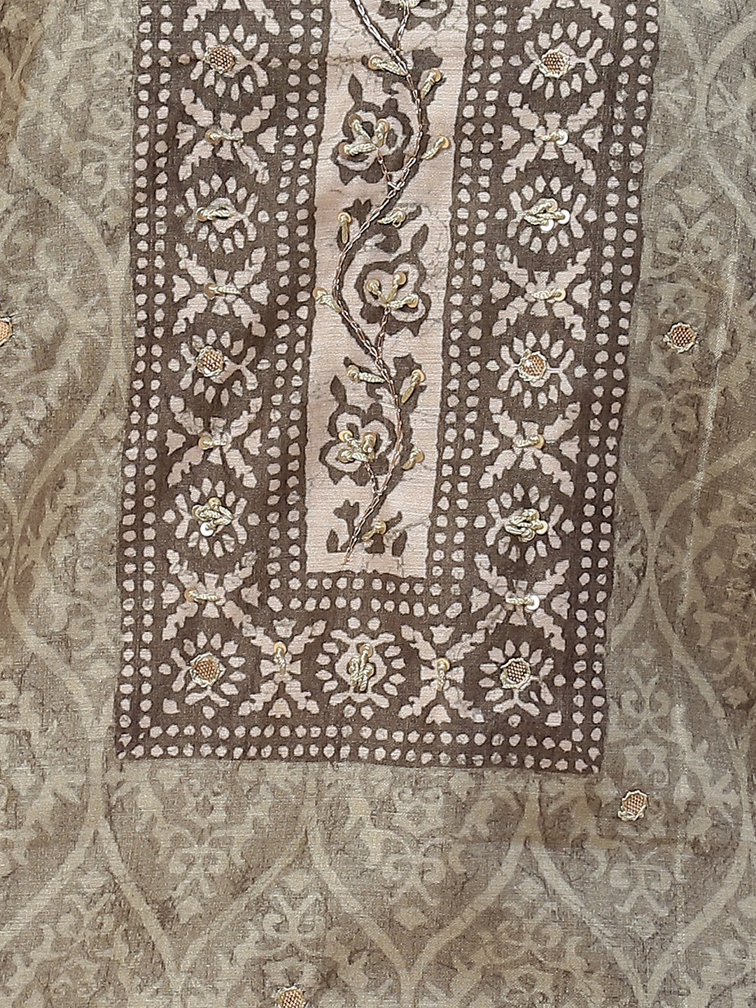 Printed Chanderi Unstitched Suit Piece With Dupatta