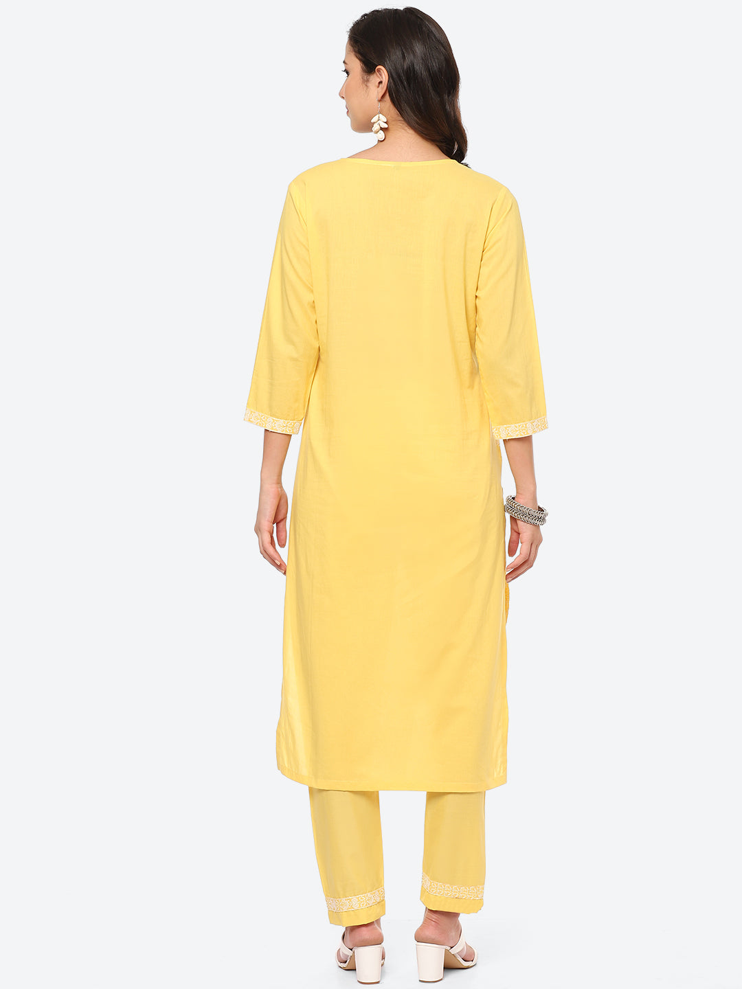 Thread Embroidered Cotton Kurta With Pant
