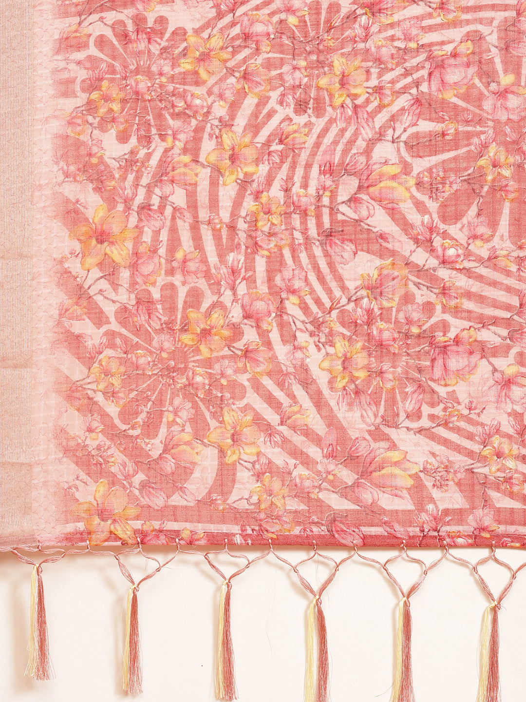 Digital Floral Printed With Zari Border Cotton Saree