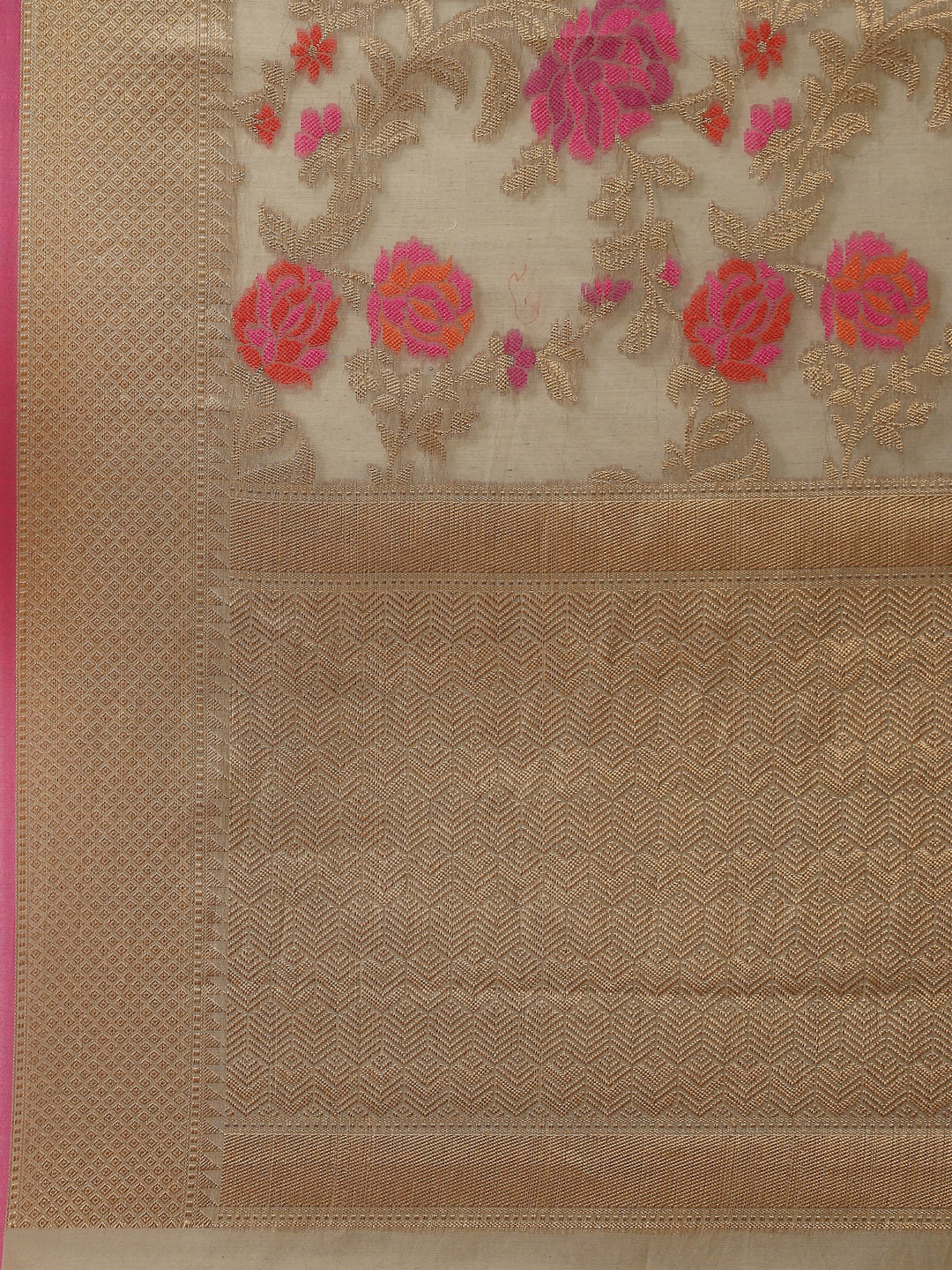 Floral Zari Jaal Cotton Woven Saree