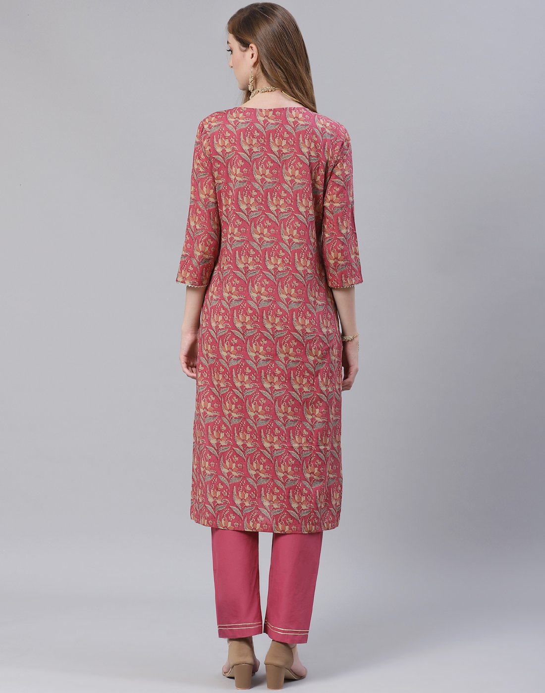 Printed Cotton Gota Trim Kurti Pant Set