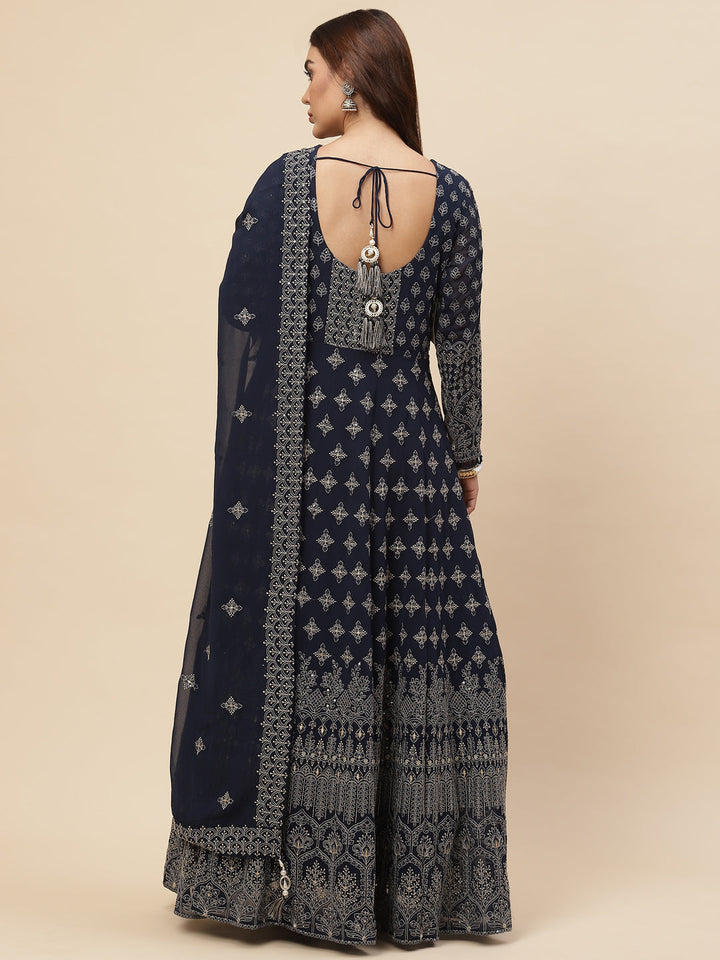 Resham Jaal Georgette Kurta With Churidar &amp; Dupatta