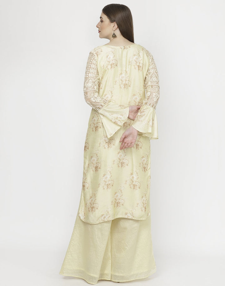MBZ Meena Bazaar-Lemon Cotton Chanderi Salwar Kameez