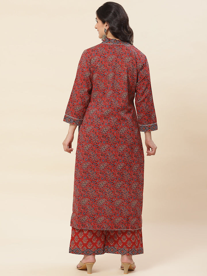Paisley Printed Cotton Kurta With Pants