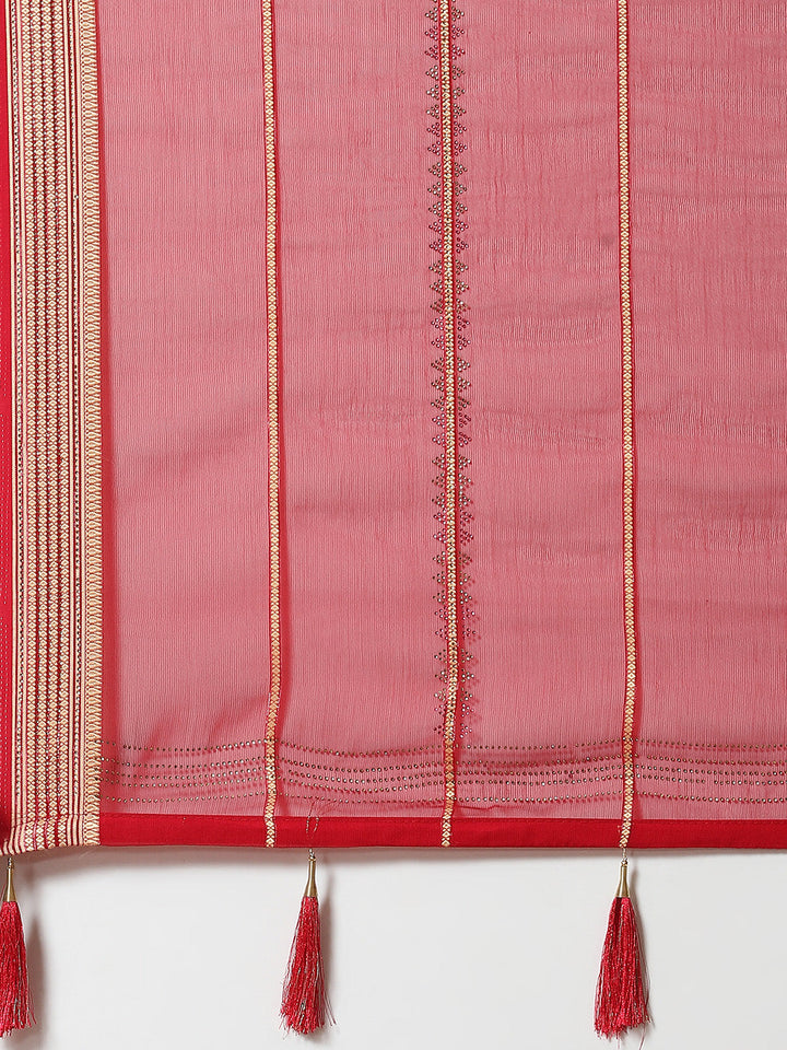 Stone Work Chiffon Plain Saree