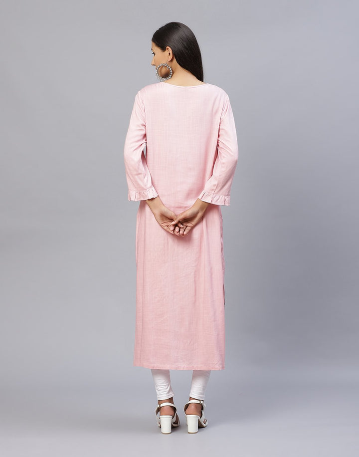 Cotton Embroidered Plain Kurti