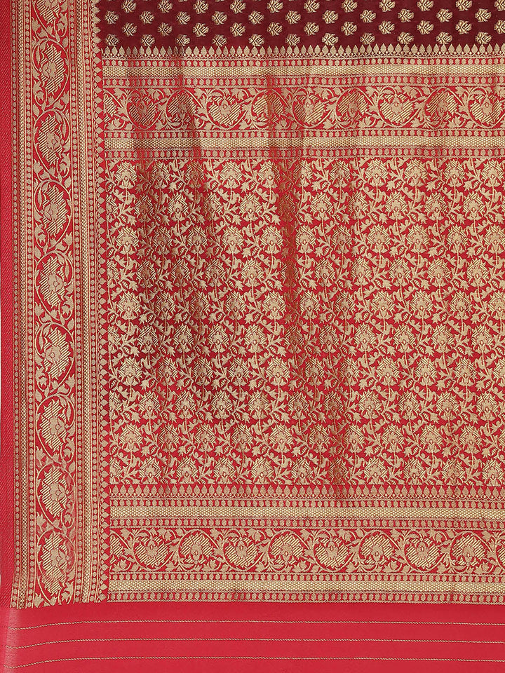 Zari Booti Crepe Plain Saree