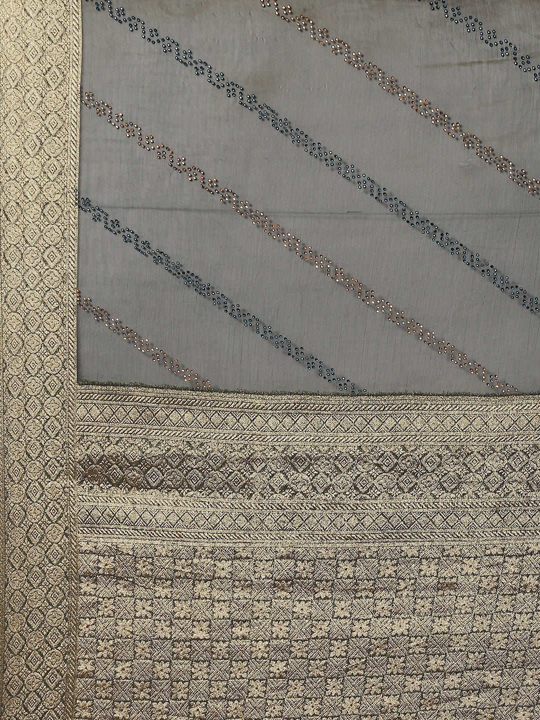 Stone Work Chiffon Plain Saree