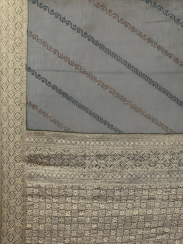 Stone Work Chiffon Plain Saree