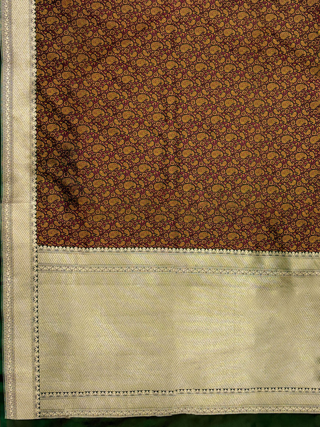 Wine Woven Design Satan Resham Banarasi Saree