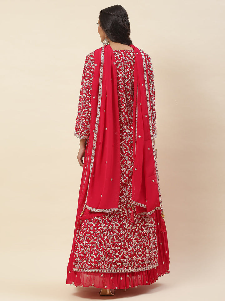 Georgette Kurta With Skirt &amp; Dupatta