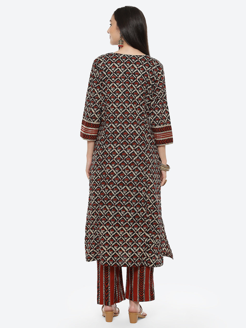 Printed Gota Work Cotton Kurti With Pant