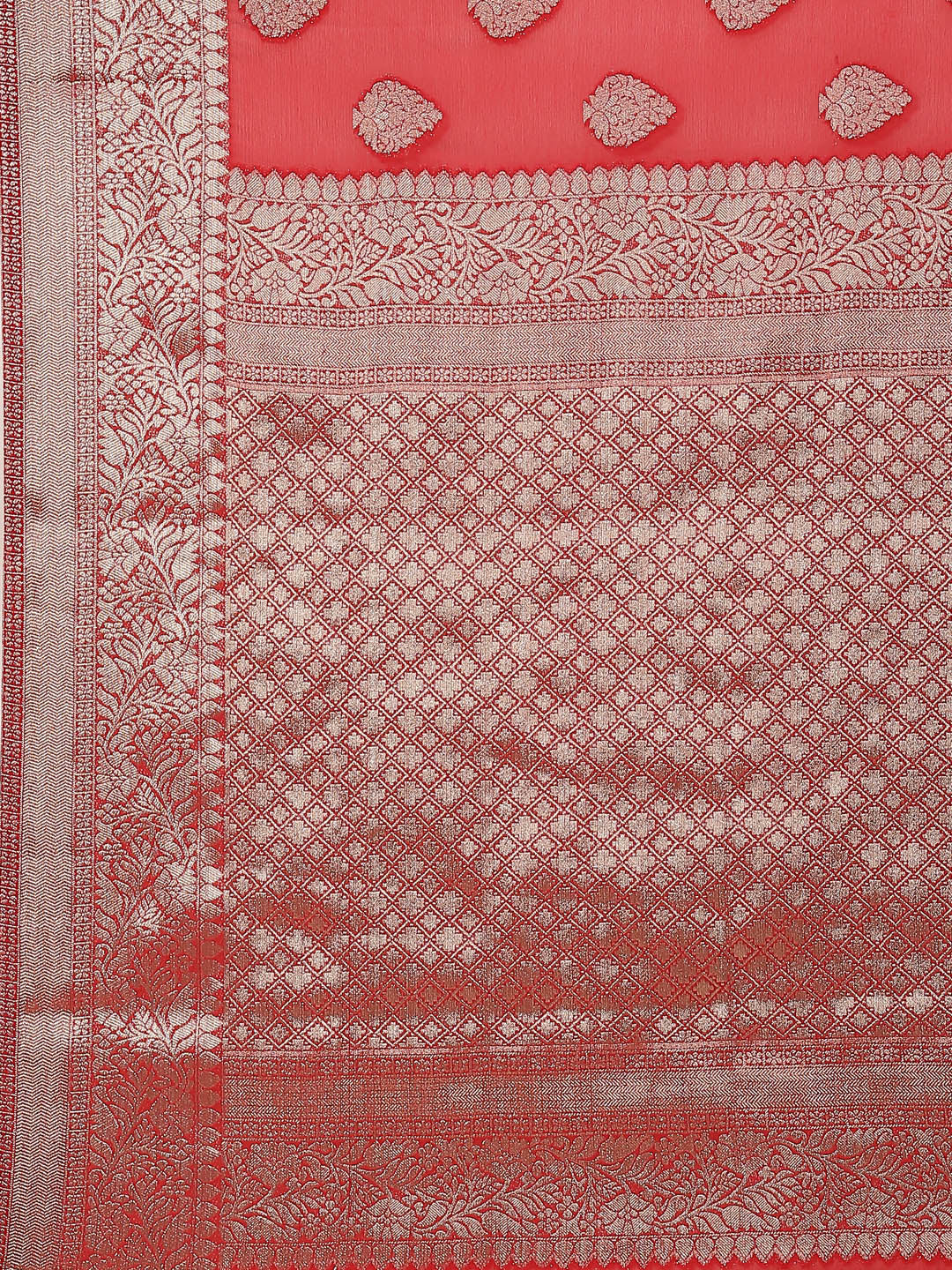Zari Booti Chiffon Plain Saree