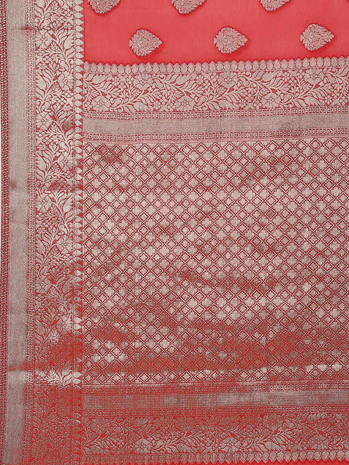Zari Booti Chiffon Plain Saree