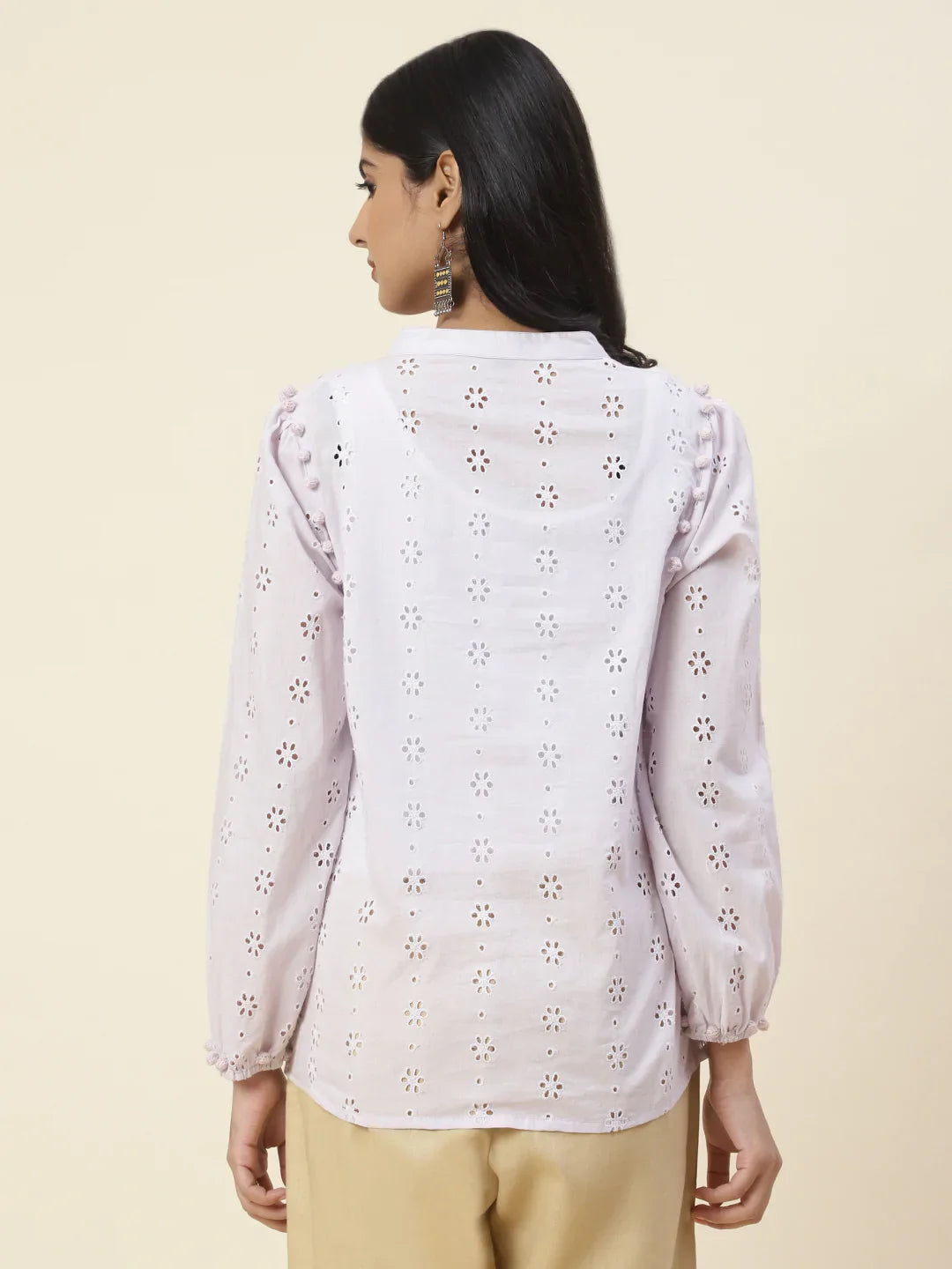 Cut Work Plain Cotton Kurti
