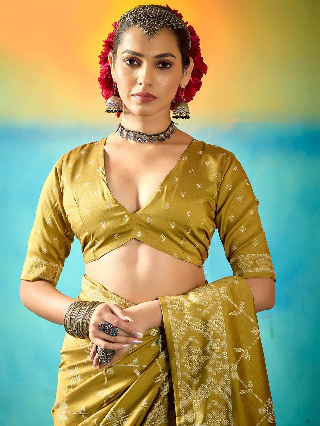 Abstract Print Art Silk Saree