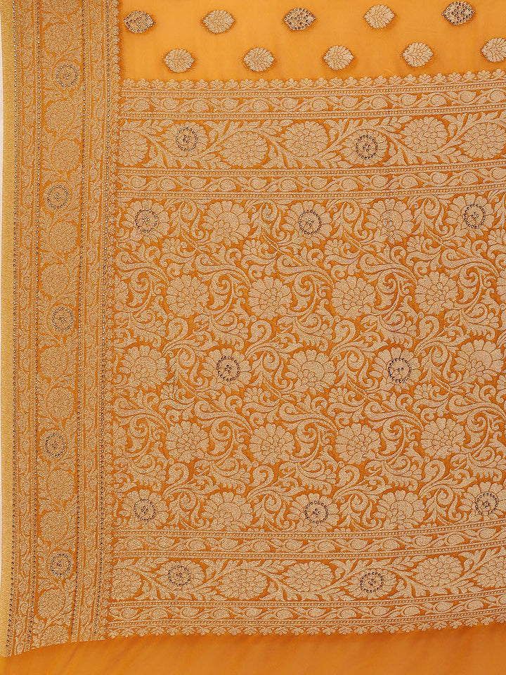 Zari Booti Georgette Plain Saree
