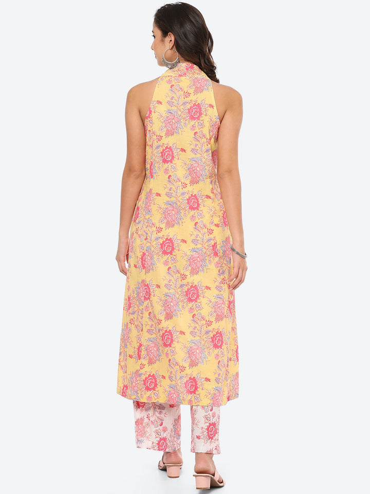 Floral Printed Cotton Kurta With Pant