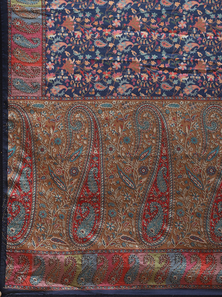 Floral Printed Satin Saree