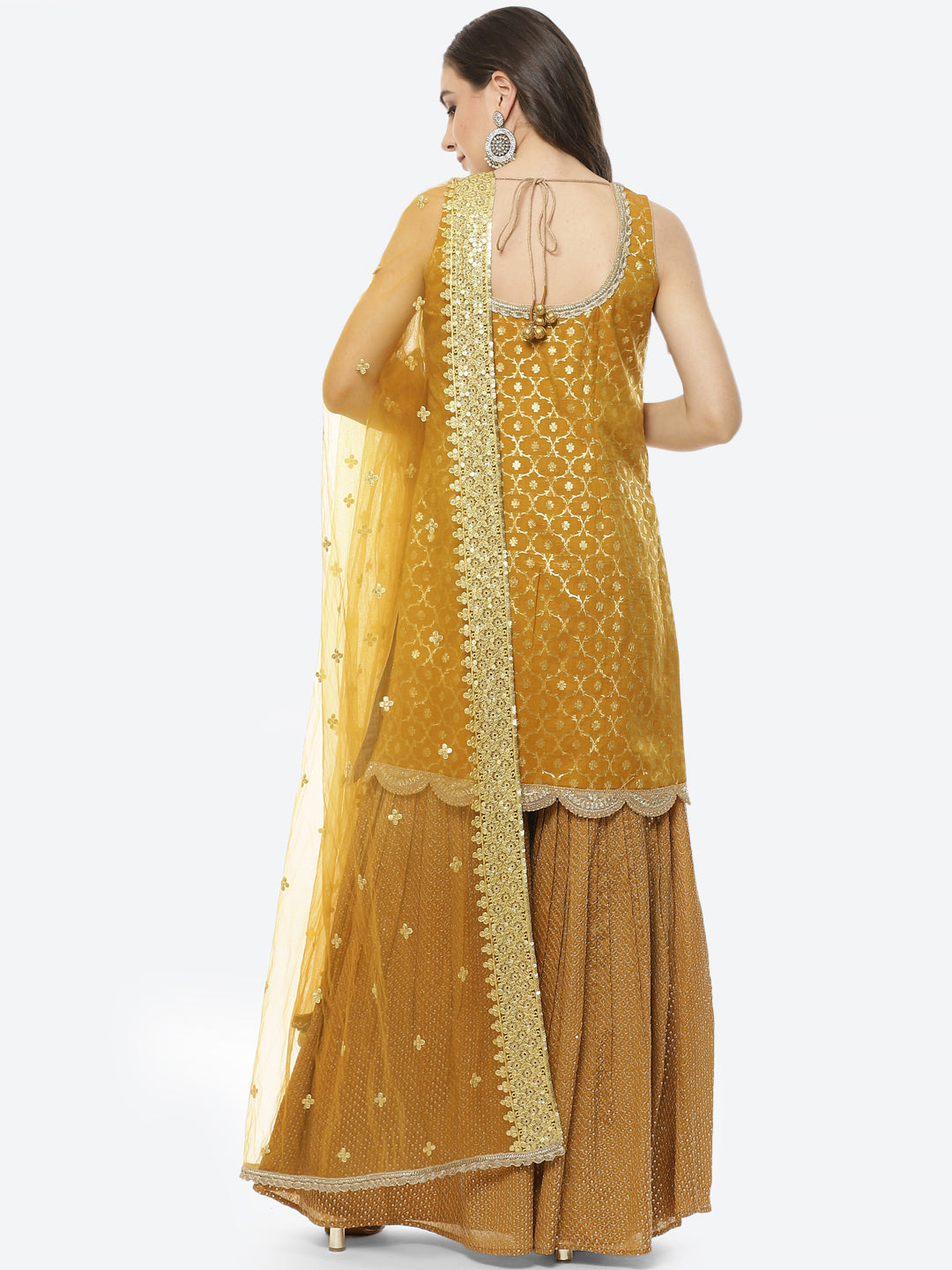 Zari Jaal Chanderi Stitched Salwar Kameez With Net Dupatta