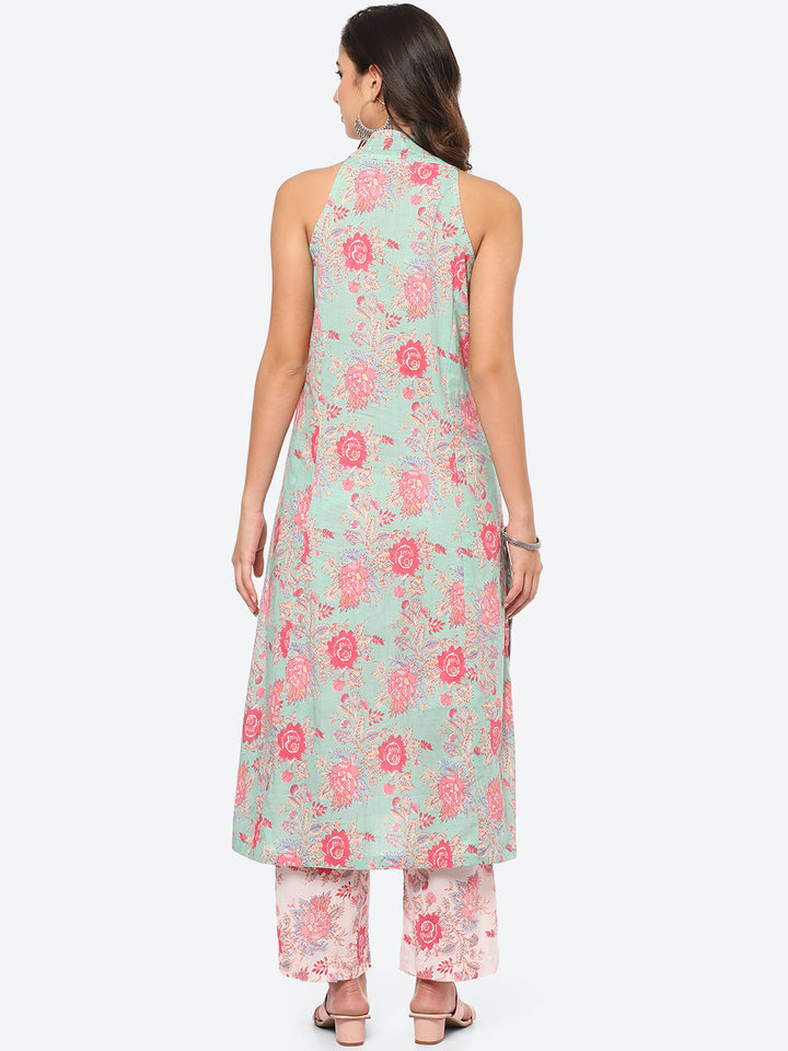 Floral Printed Cotton Kurta With Pant