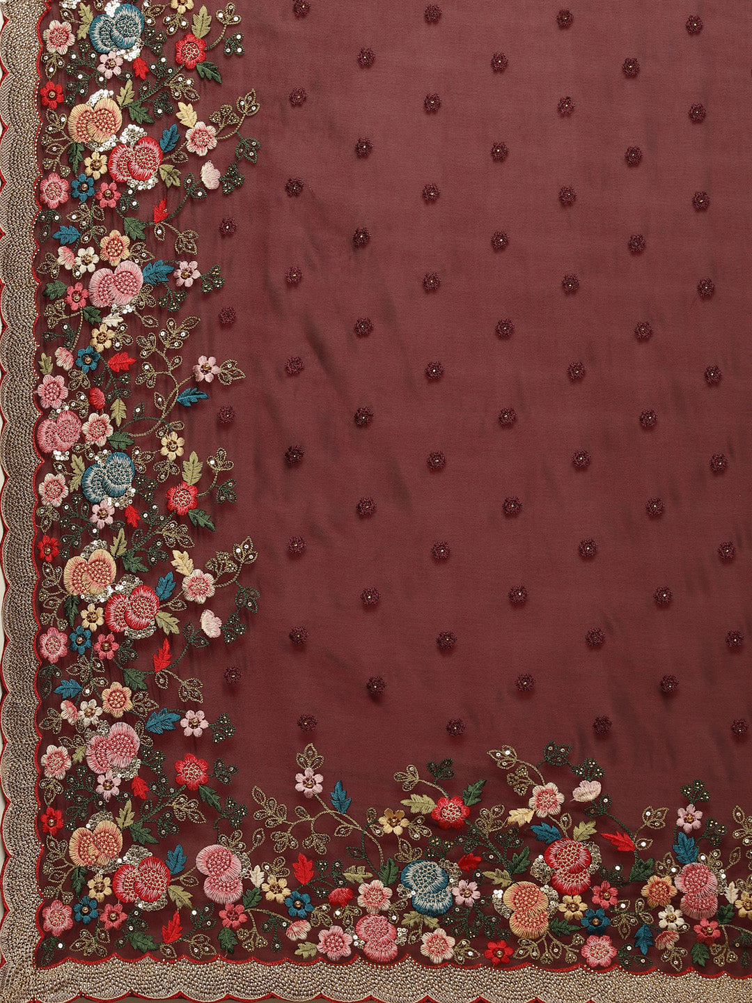 Resham Border Embroidered Georgette Saree