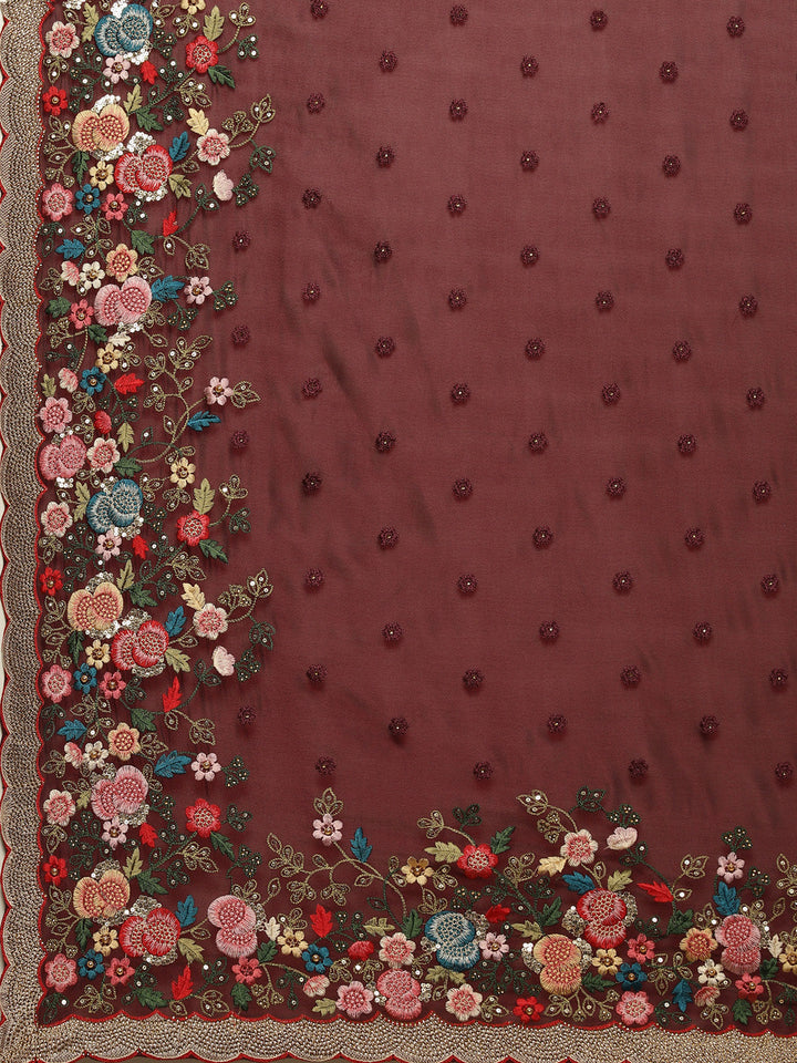 Resham Border Embroidered Georgette Saree