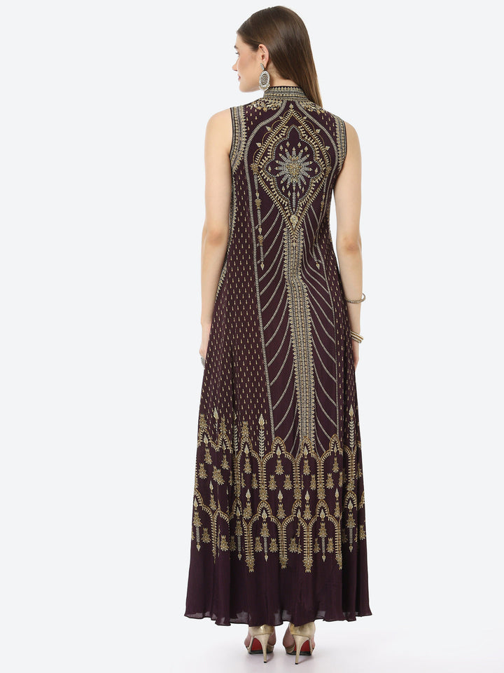 Digital Printed Crepe A-Line Gown Dress