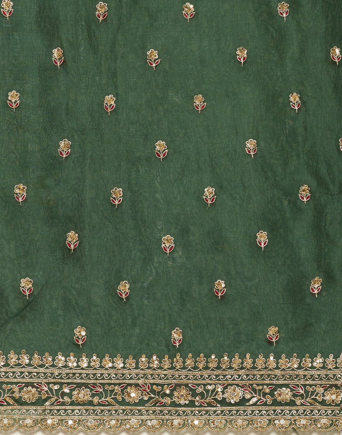 Embroidered Organza Kora Suit Piece With Dupatta