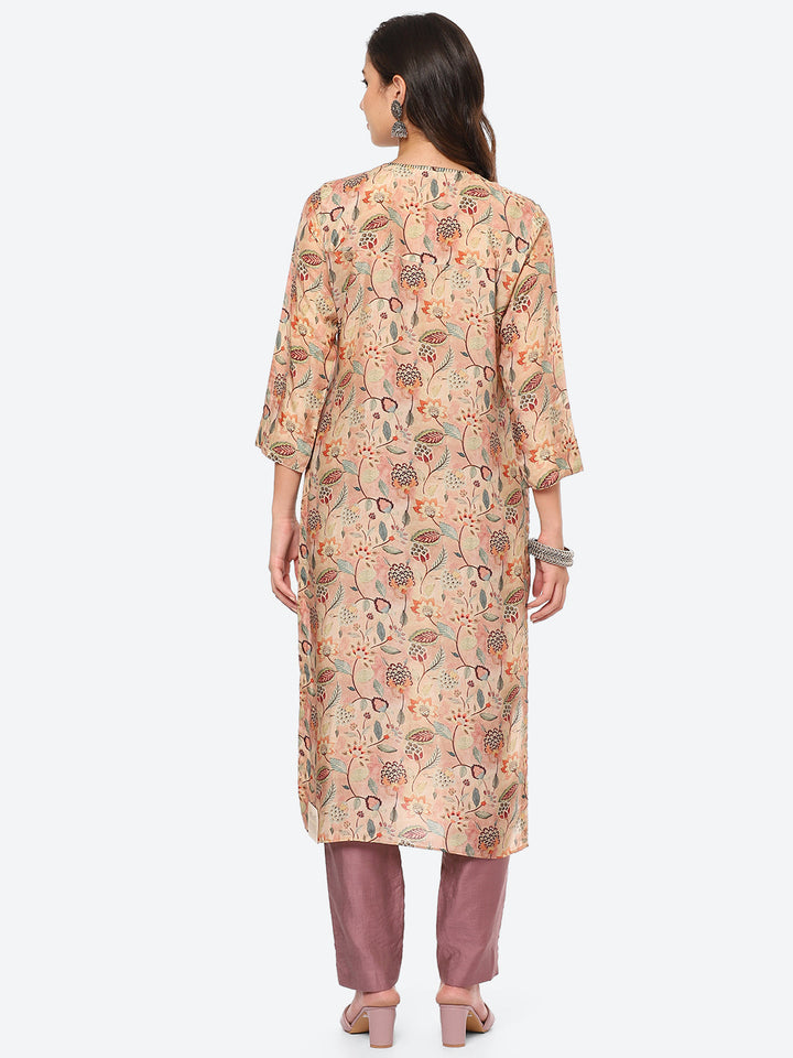 Floral Printed Muslin Kurta