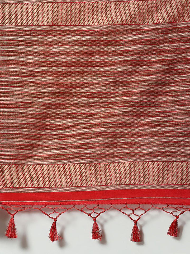Zari Border Booti Woven Handloom Saree