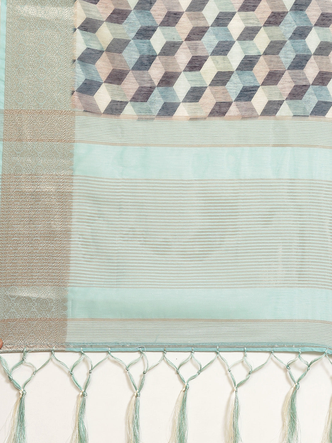 Abstract Printed Banarasi Pallu Cotton Woven Saree