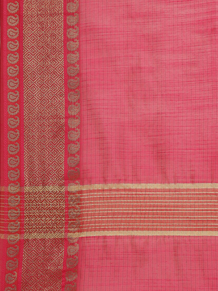 Plain Zari Border Cotton Woven Saree