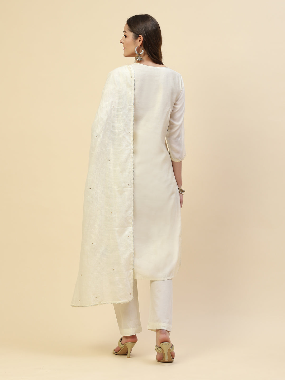 Gota Work Chanderi Kurta With Pant &amp; Cotton Dupatta