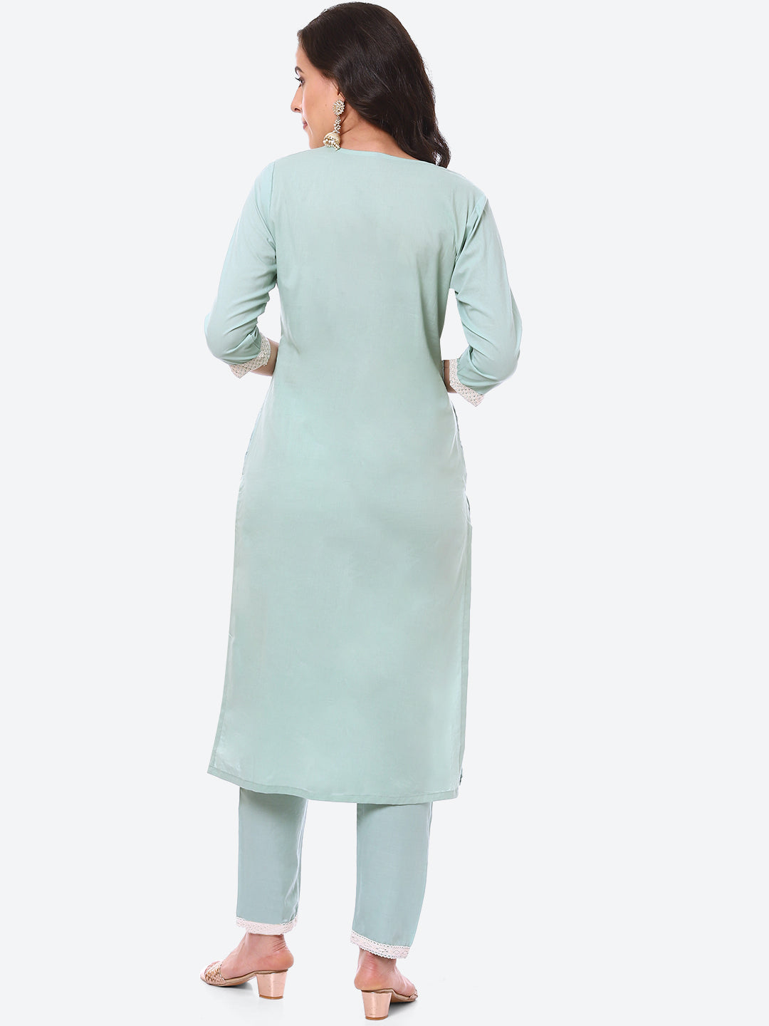 Cut Work Cotton Kurta With Pant