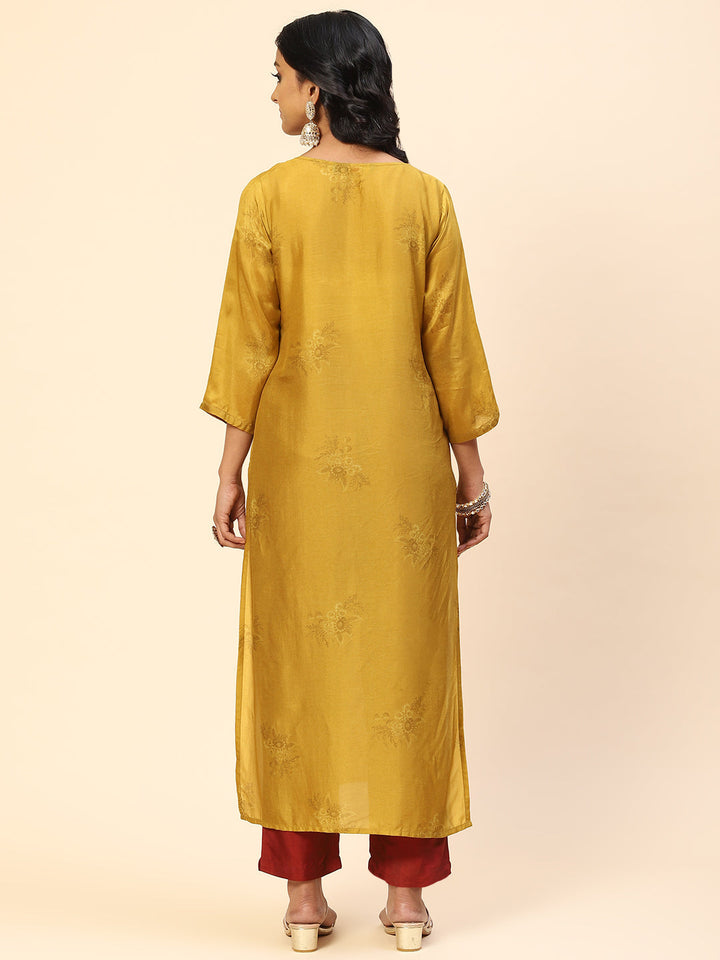 Floral Printed Cotton Kurta With Pants